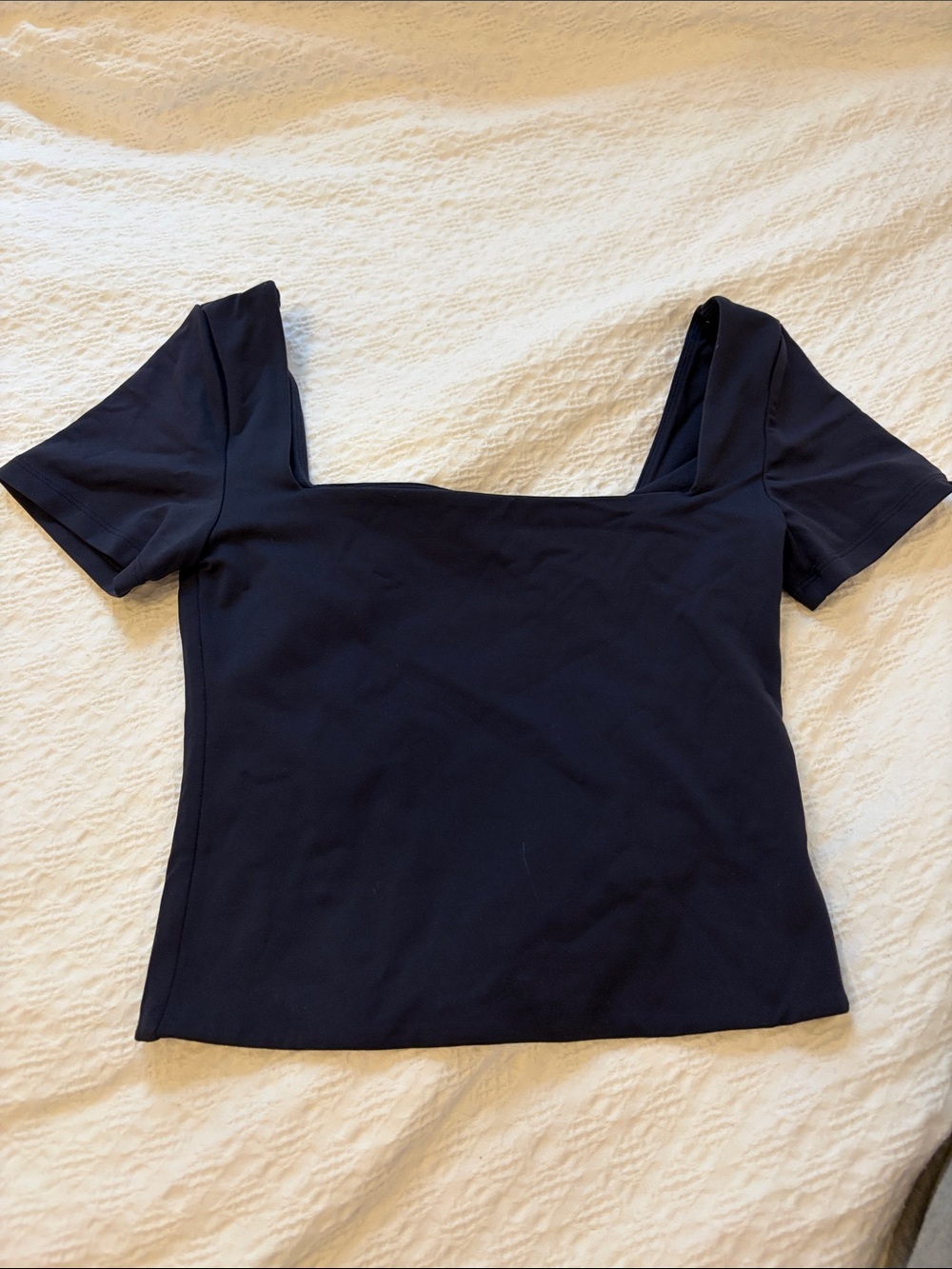Babaton Navy Square-Neck Short Sleeve Top